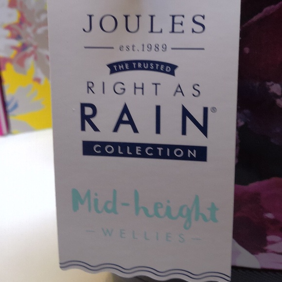 NIB Joules Mid Rain Boots Molly Black Floral Right as Rain Wellies Size 6M - Picture 3 of 7